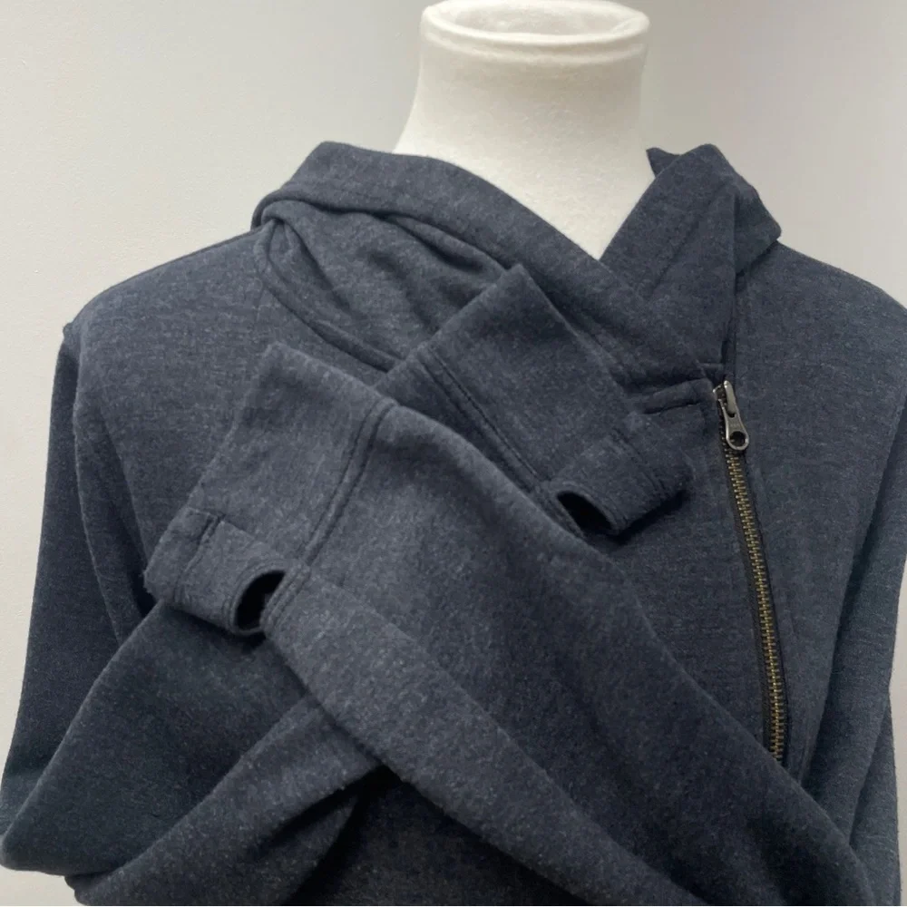 Women's Asymmetrical Zip Gray Jacket - Picture 14 of 16